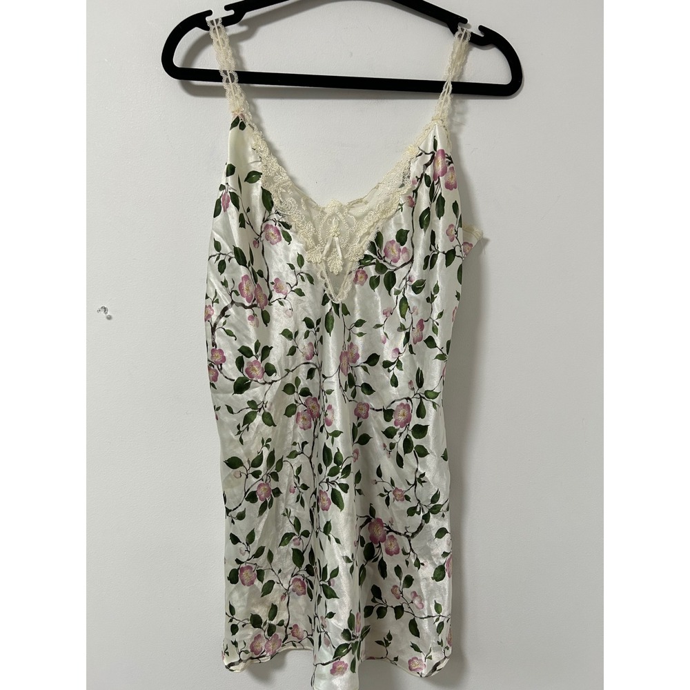 California Dynasty Floral Lace Chemise Women Medium White Coquette Nightgown